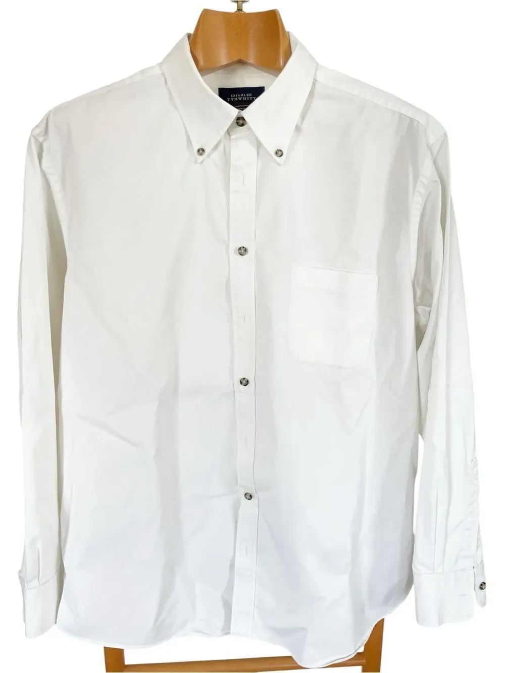Charles Tyrwhitt White Men’s Button-Down Dress Shirt Non Iron Classic Fit XL